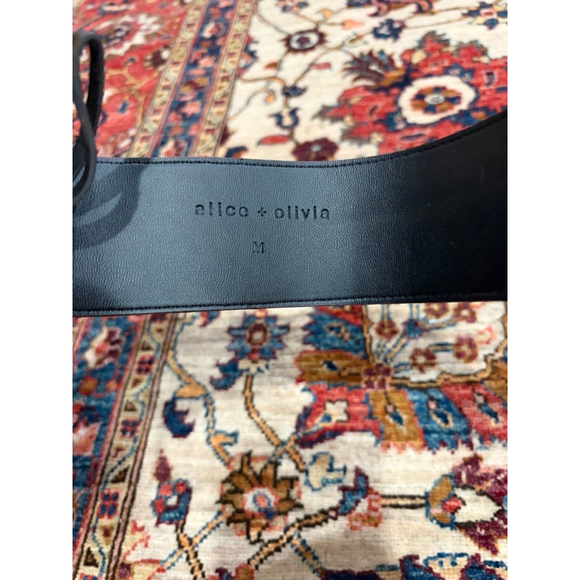 Alice + Olivia Metallic Wide Waist Belt Bronze Shimmer Textured Buckle Women’s M